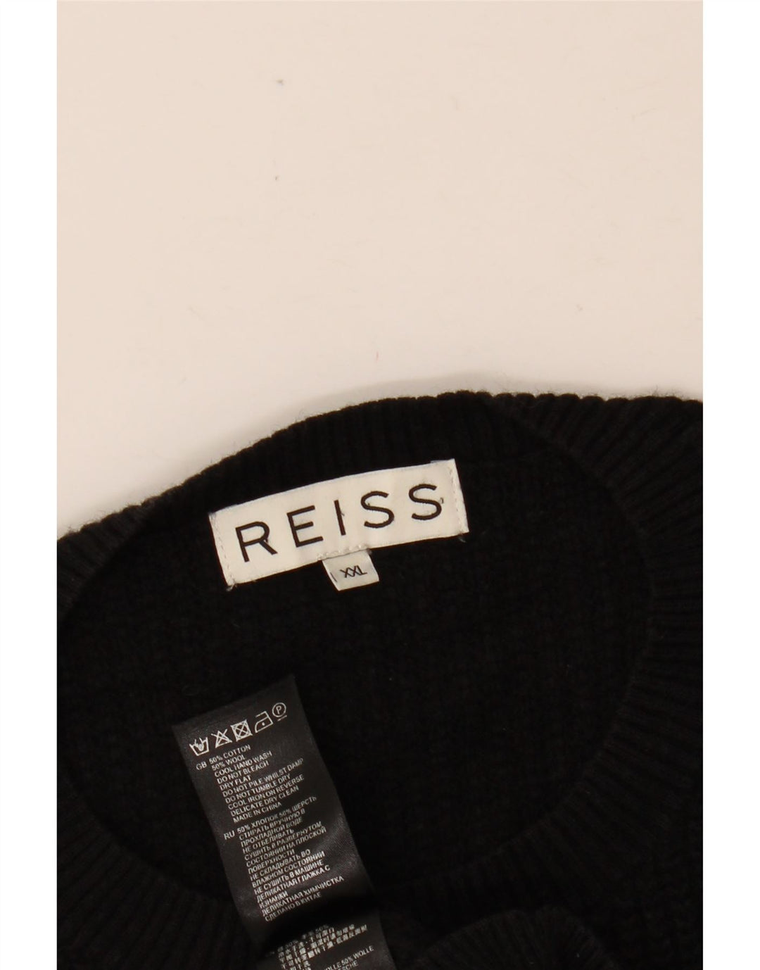 REISS Jersey de cuello redondo para mujer UK 20 2XL Algodón negro
