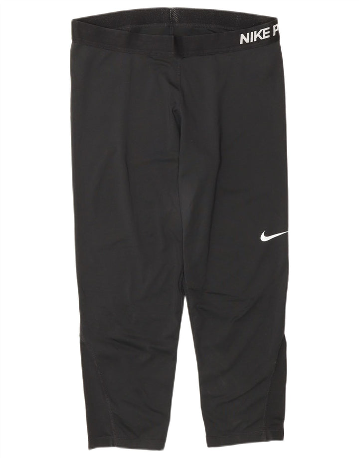 NIKE Womens Graphic Capri Tracksuit Trousers UK 18 XL  Black Polyester