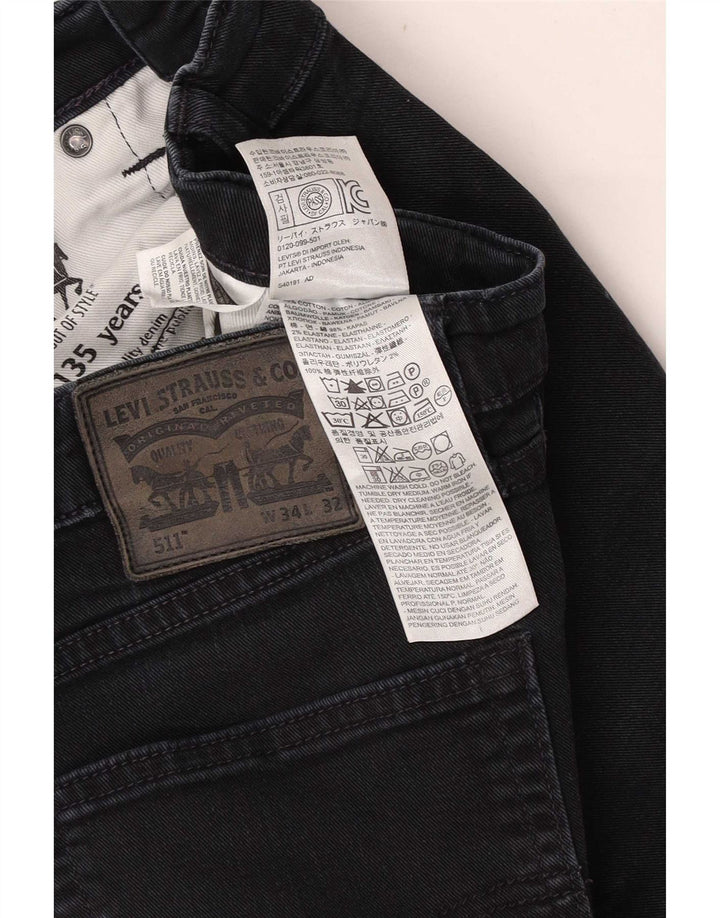 Levi's Hombre 511 Slim Jeans W34 L32 Algodón Negro