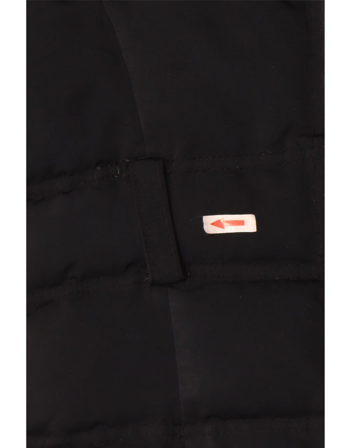 Zara Mujer Abrigo Acolchado Con Capucha UK 42 Medium Nylon Negro