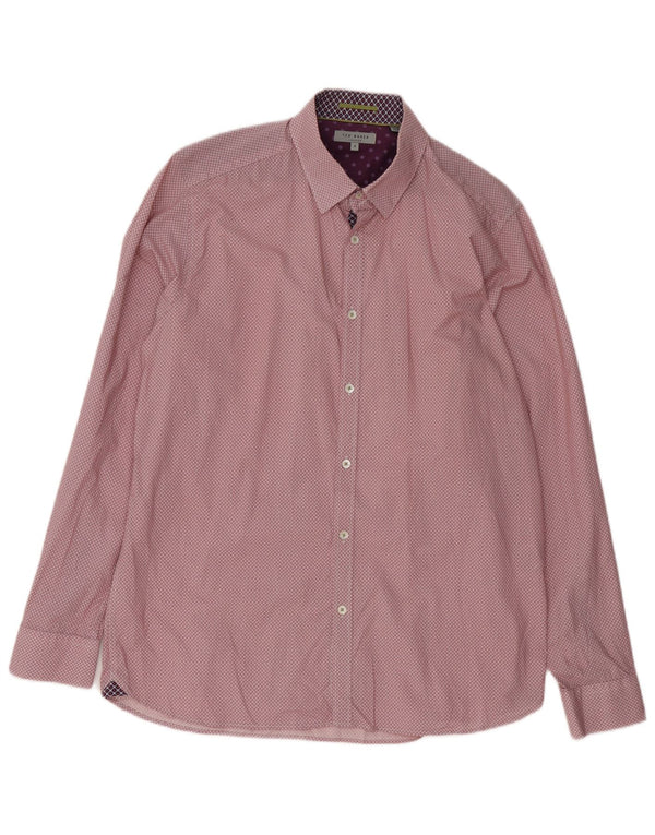 Ted Baker Camisa para hombre Talla 5 XL Algodón floral rojo