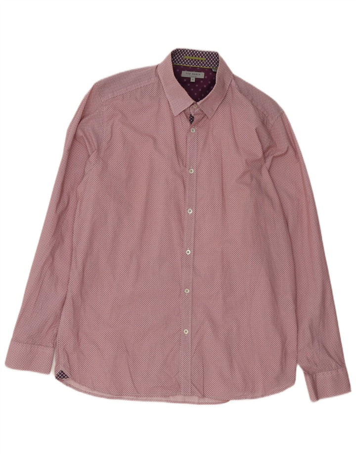Ted Baker Camisa para hombre Talla 5 XL Algodón floral rojo