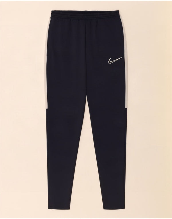 Nike Mens Dri Fit Tracksuit Trousers Small Navy Blue Colourblock Polyester