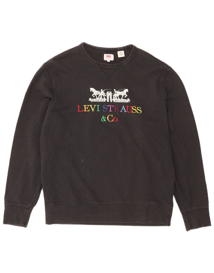 Levi's Hombre Sudadera Gráfica Jumper Algodón Negro Mediano