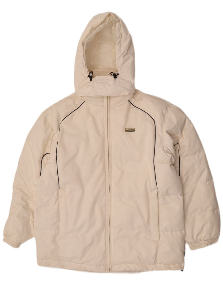 Lotto Chaqueta acolchada con capucha para hombre UK 42 XL Poliéster blanco roto