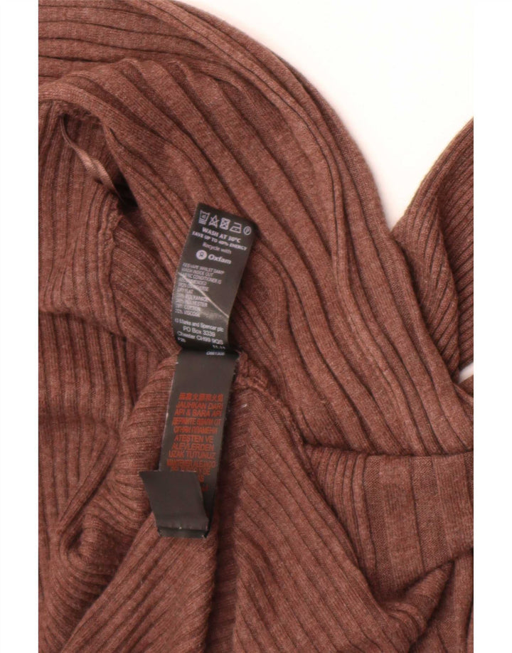 Marks & Spencer Suéter tipo cárdigan abierto asimétrico para mujer UK 44 Marrón medio