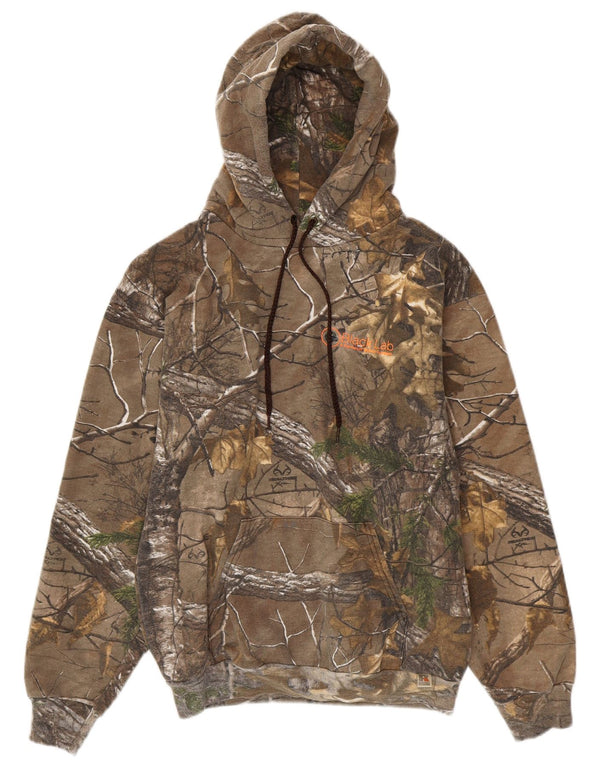 Russell Athletic Hombre Sudadera con Capucha Jumper Medium Khaki Camuflaje Algodón