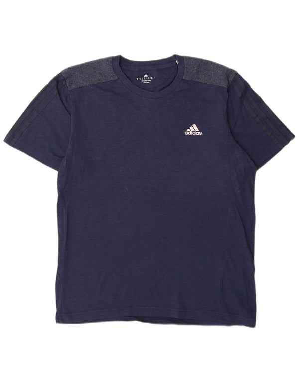 Adidas Mens Climalite Camiseta Top Medio Azul Marino Algodón