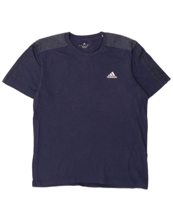 Adidas Mens Climalite Camiseta Top Medio Azul Marino Algodón