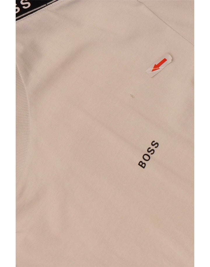 Hugo Boss Hombre: Camiseta con gráfico y parte superior mediana de algodón con bloques de color blanco