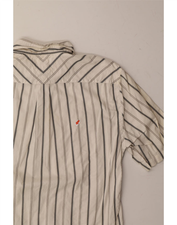 TOMMY HILFIGER Mens Short Sleeve Shirt Medium White Striped Cotton Vintage Tommy Hilfiger and Second-Hand Tommy Hilfiger from Messina Hembry 