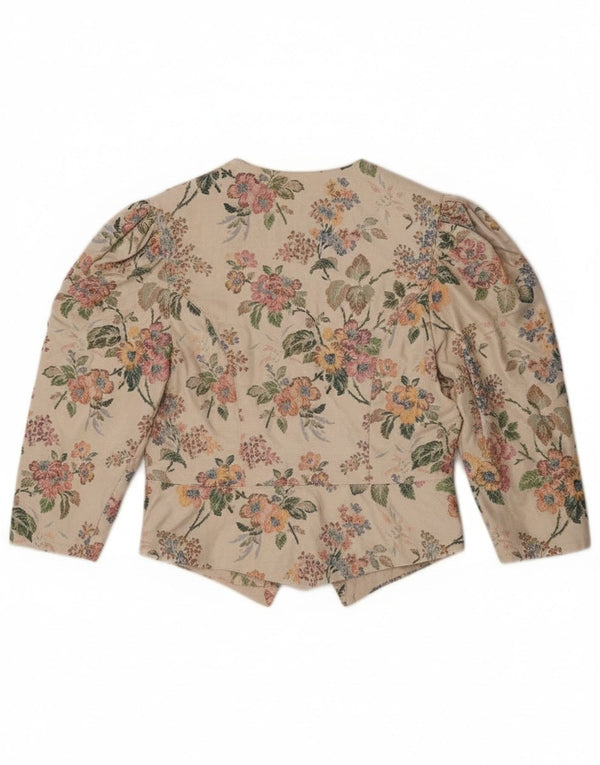 Eger Womens 3/4 Sleeve 1 Button Blazer Jacket IT 42 Medium Beige Floral