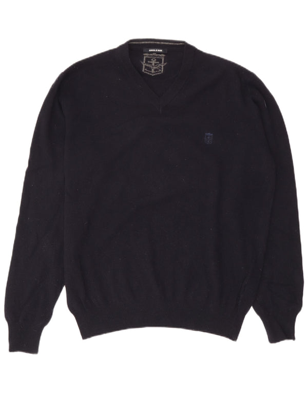 Armata Di Mare Suéter con Cuello en V para Hombre Grande Lana Azul Marino