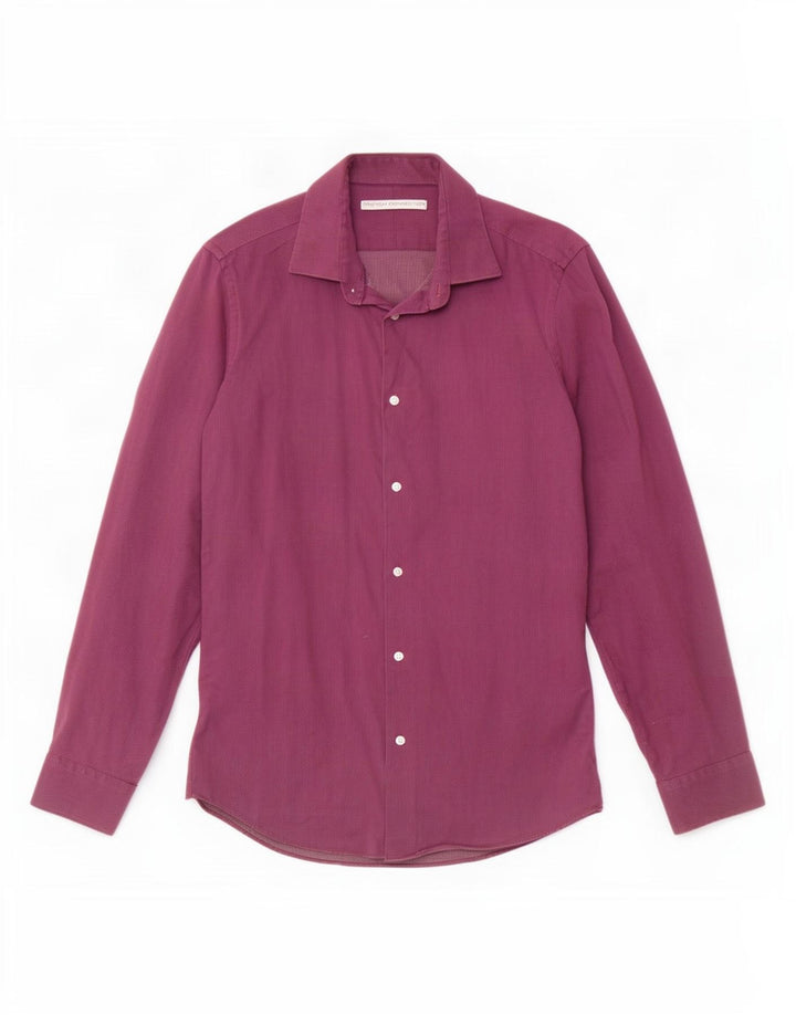 French Connection Camisa para hombre Talla 15 Algodón con manchas moradas medianas