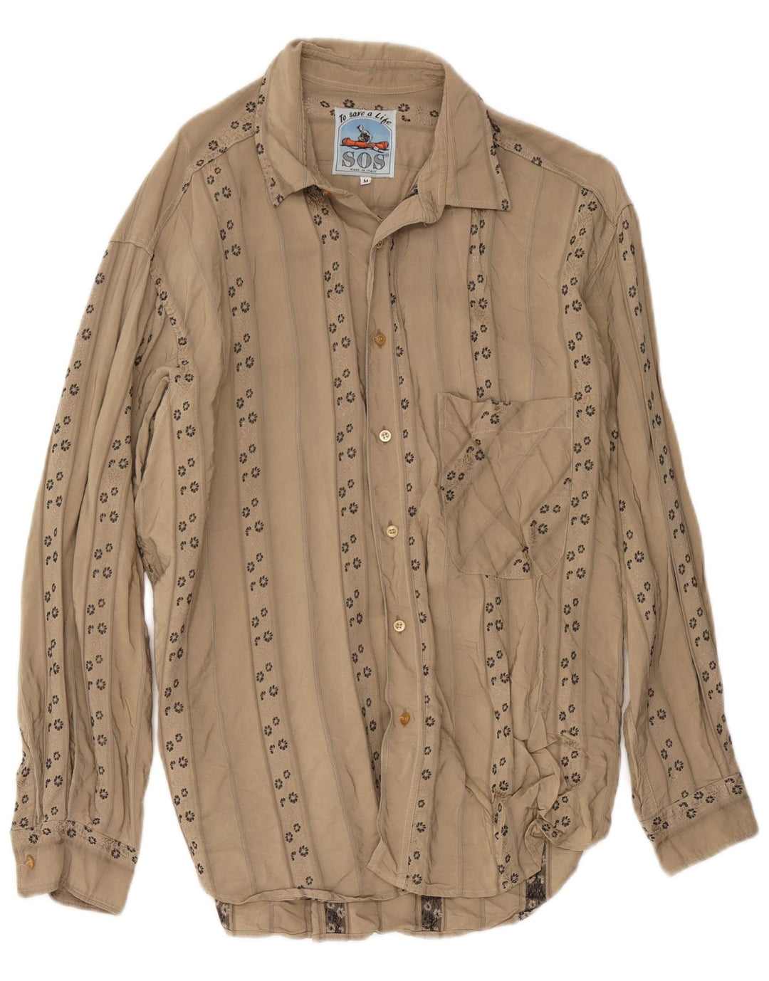 Camisa Sos Hombre Viscosa Floral Beige Medio