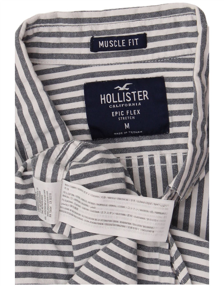 HOLLISTER Camisa musculosa de algodón a rayas gris medio para hombre