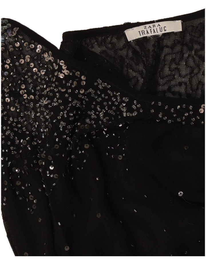 Zara Mujeres See Through Cami Top Reino Unido 42 Medio Negro