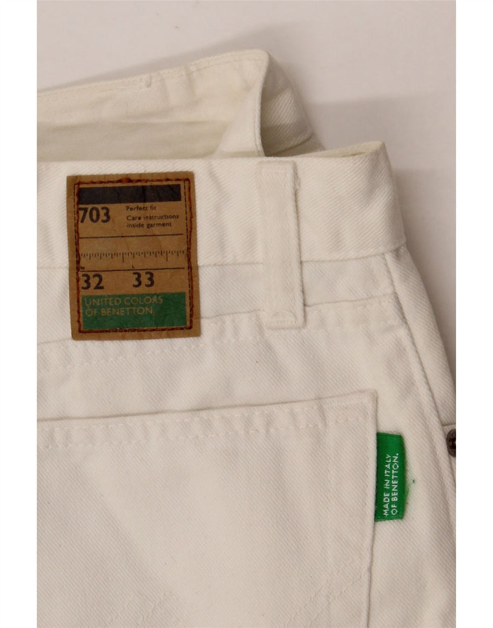 BENETTON Vaqueros Cónicos Mujer W32 L30 Algodón Blanco