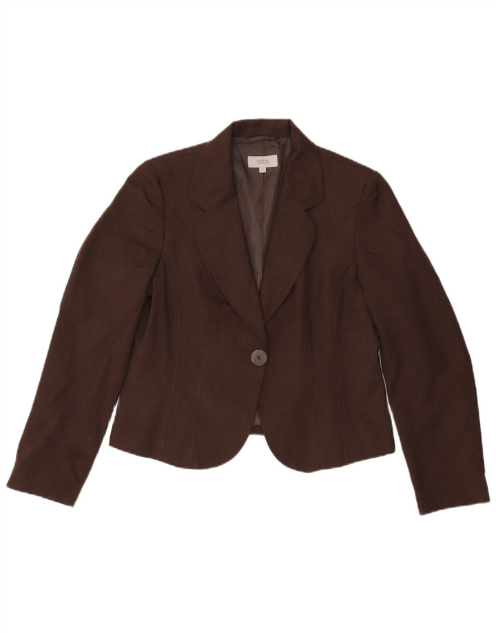Marks & Spencer Chaqueta tipo blazer con 1 botón para mujer UK 44 Poliéster marrón medio
