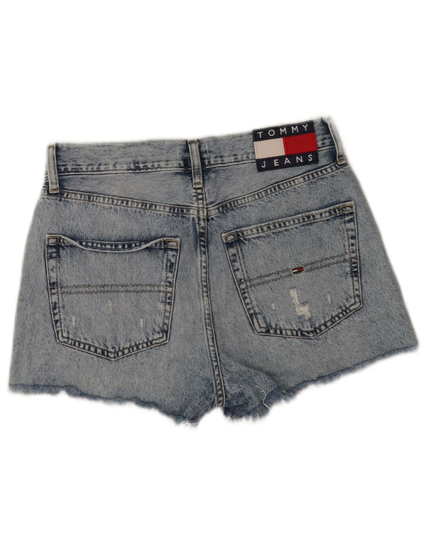Shorts De Mezclilla Desgastados De Cintura Alta Para Mujer Tommy Hilfiger W28 Azul Medio