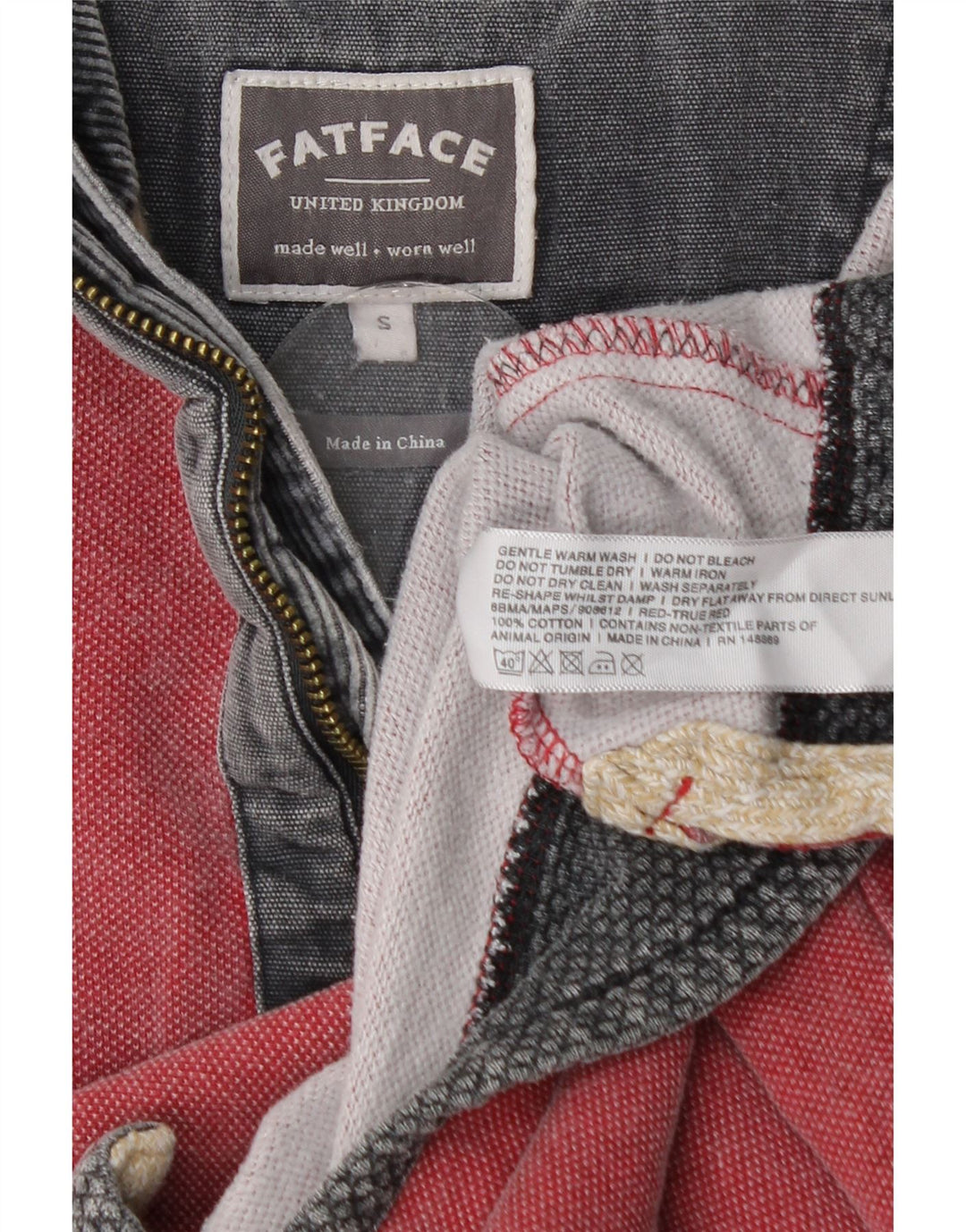 Sudadera con capucha y cuello con cremallera para hombre Fat Face Jersey pequeño de algodón rojo