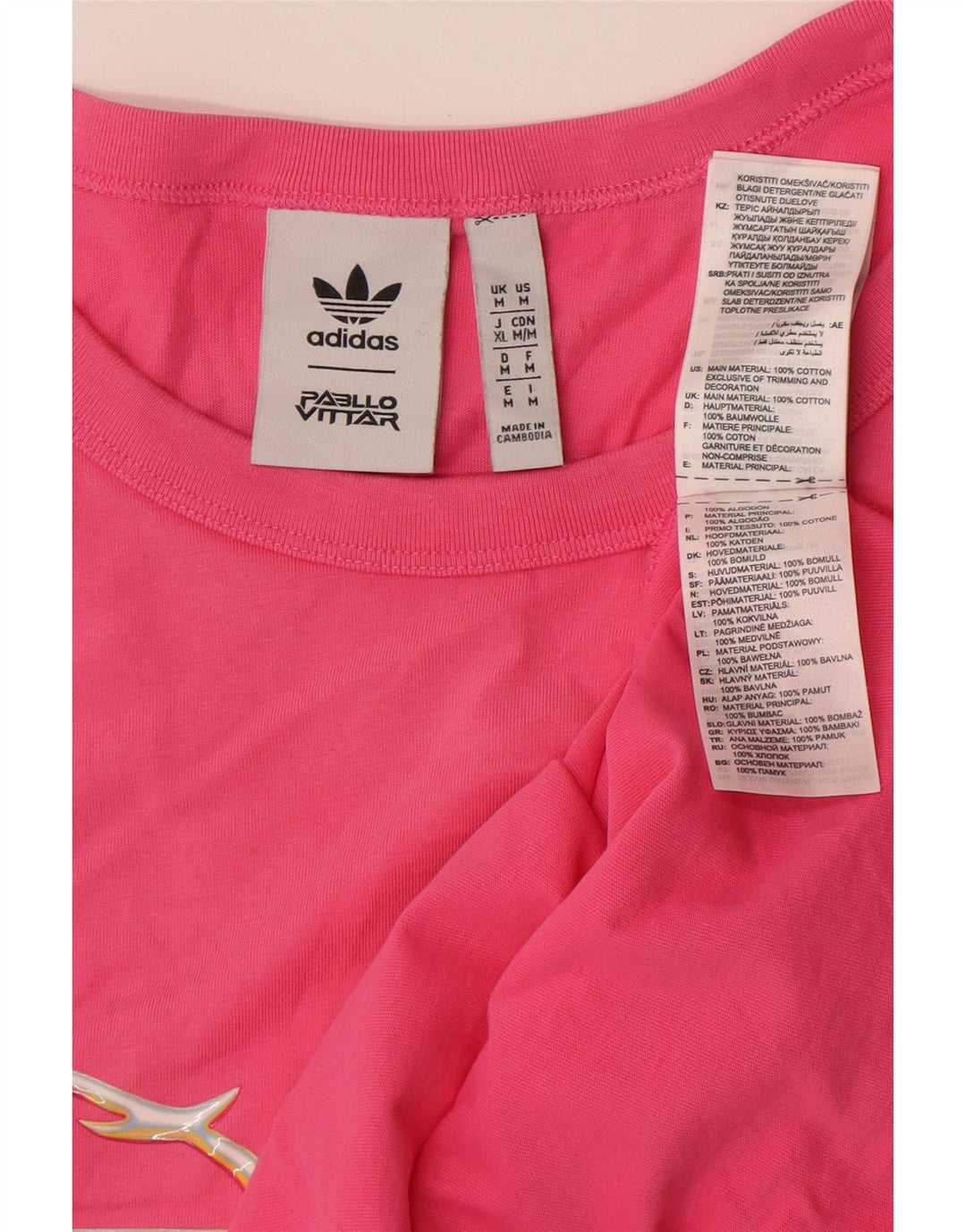 Adidas Mujer Pabllo Vittar Graphic Chaleco Top UK 14 Algodón Rosa Medio