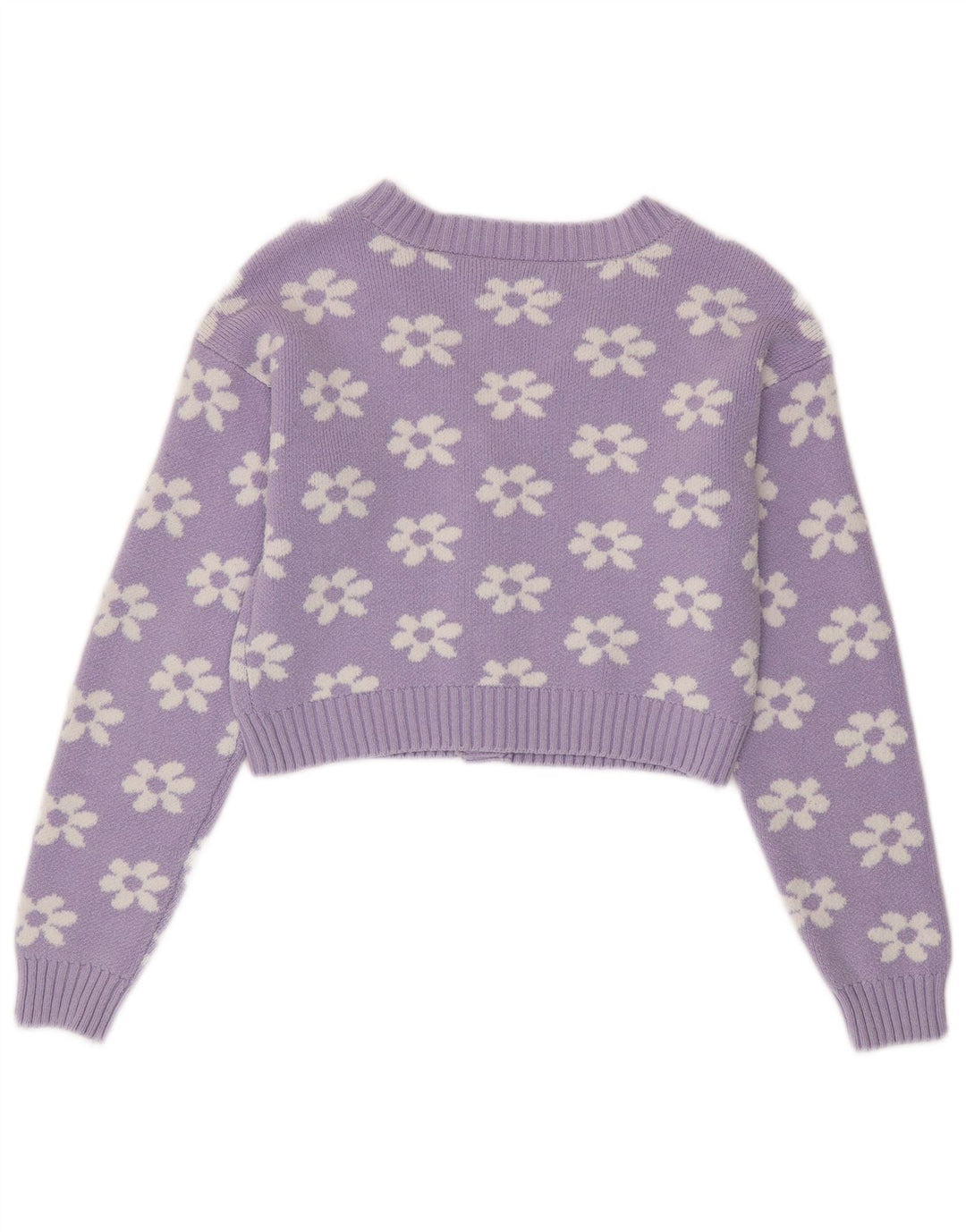 HOLLISTER Suéter tipo cárdigan corto para mujer Reino Unido 10 Pequeño algodón floral morado