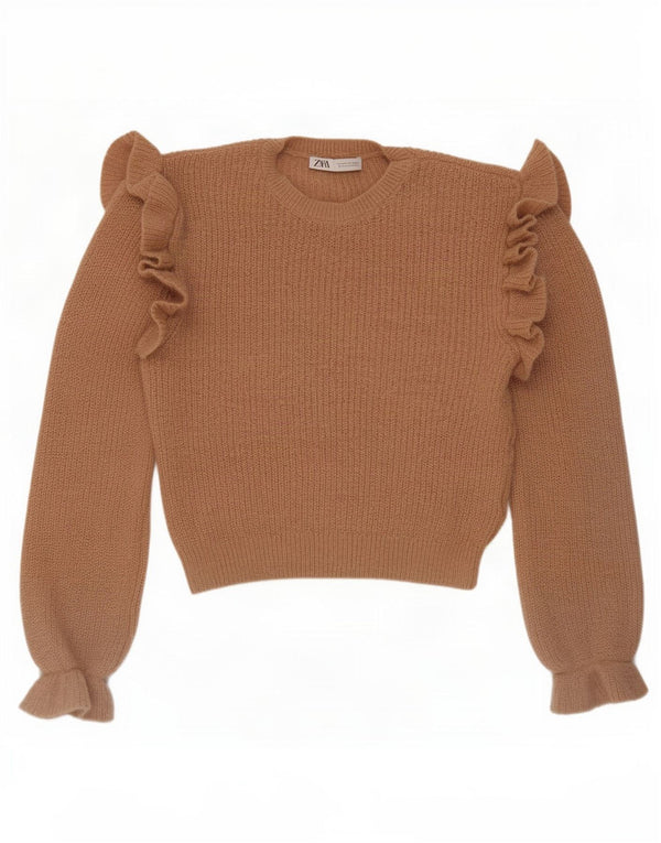Zara Jersey Suelto con Cuello Redondo y Ajuste Holgado para Mujer UK 44 Medium Beige