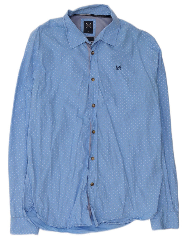 Crew Clothing Camisa ajustada para hombre XL Algodón geométrico azul