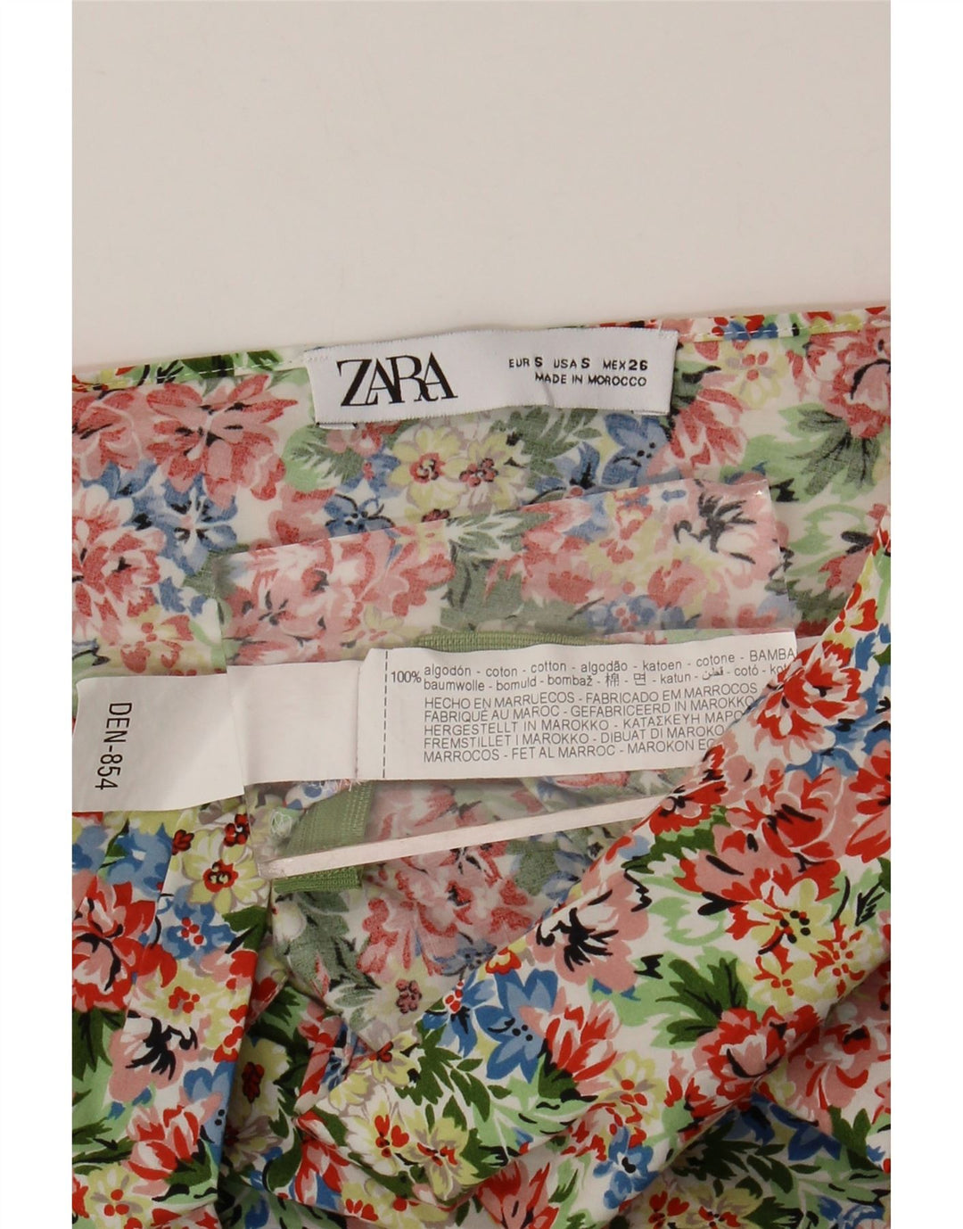ZARA Top de un hombro para mujer UK 8 Small Algodón floral multicolor