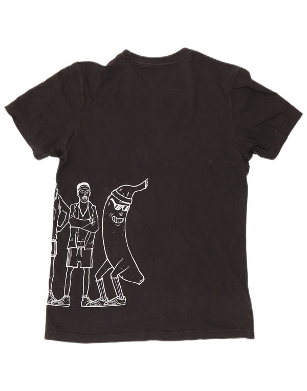 Adidas - Camiseta gráfica para hombre, talla pequeña, algodón negro