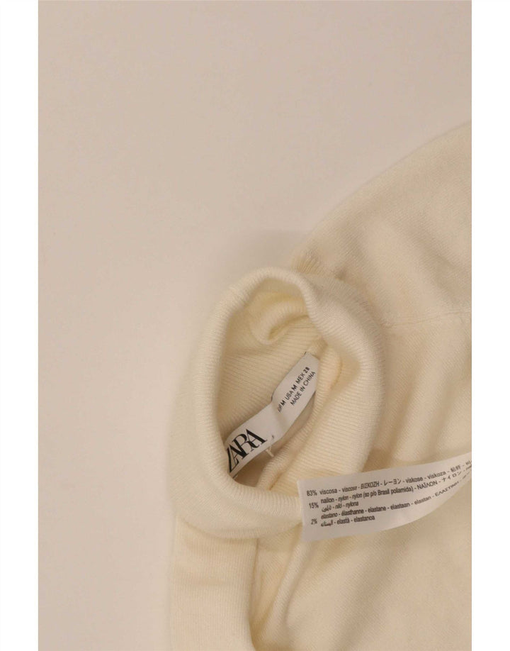 Zara - Jersey de manga corta con cuello vuelto para mujer, talla M, color blanco