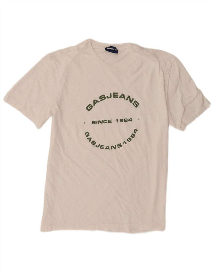 Gas Hombres Camiseta Gráfica Top Medio Blanco