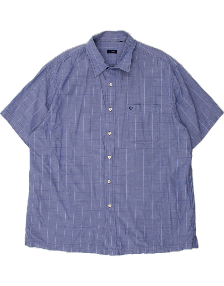 IZOD Mens Short Sleeve Shirt 2XL Blue Check Vintage Izod and Second-Hand Izod from Messina Hembry 