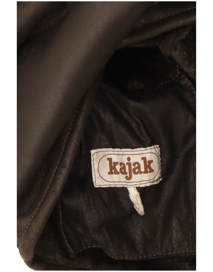 VINTAGE Chaqueta de piel de mujer Reino Unido 16 Grande Negro