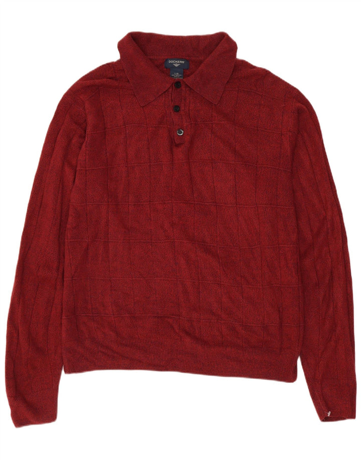 DOCKERS Jersey con cuello tipo polo para hombre, talla grande, acrílico granate