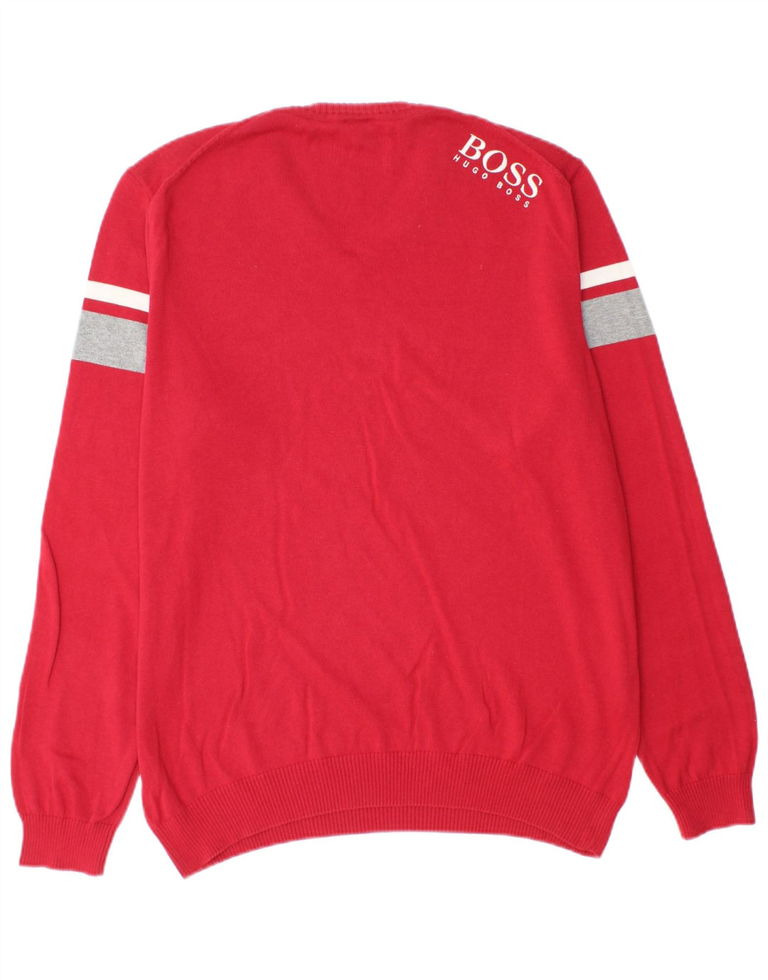 HUGO BOSS Jersey con cuello en V y gráfico para hombre en bloques de color rojo grande