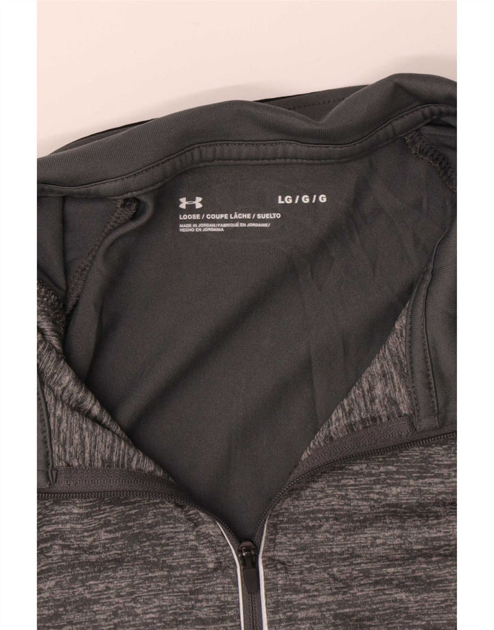 Under Armour Hombre Zip Neck Pullover Chándal Top Grande Gris Colorblock