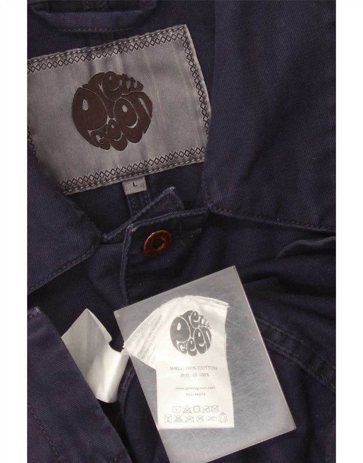 Pretty Green Chaqueta utilitaria para hombre UK 40 Large Azul marino Algodón