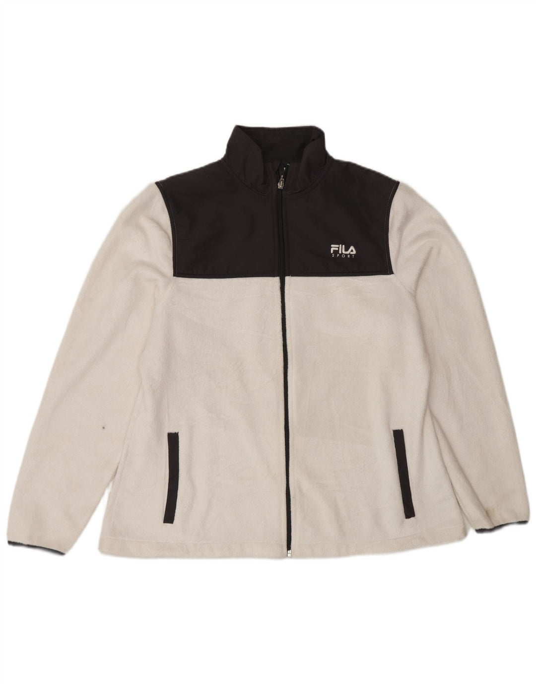 Fila Chaqueta polar para mujer UK 46 Grande Poliéster con bloques de color blanco