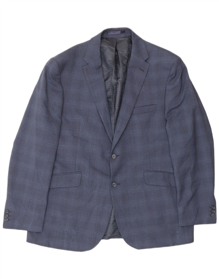 Pierre Cardin Chaqueta tipo blazer de 2 botones para hombre IT 56 3XL Lana a cuadros azul marino