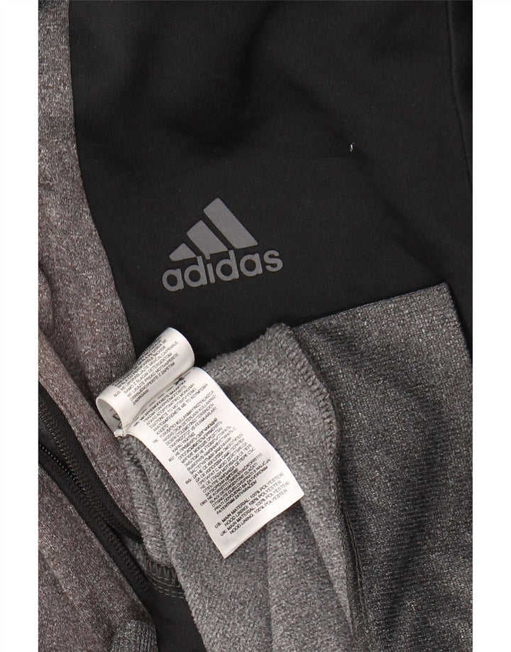 ADIDAS Mens Zip Hoodie Sweater Large Grey Colourblock Polyester Vintage Adidas and Second-Hand Adidas from Messina Hembry 