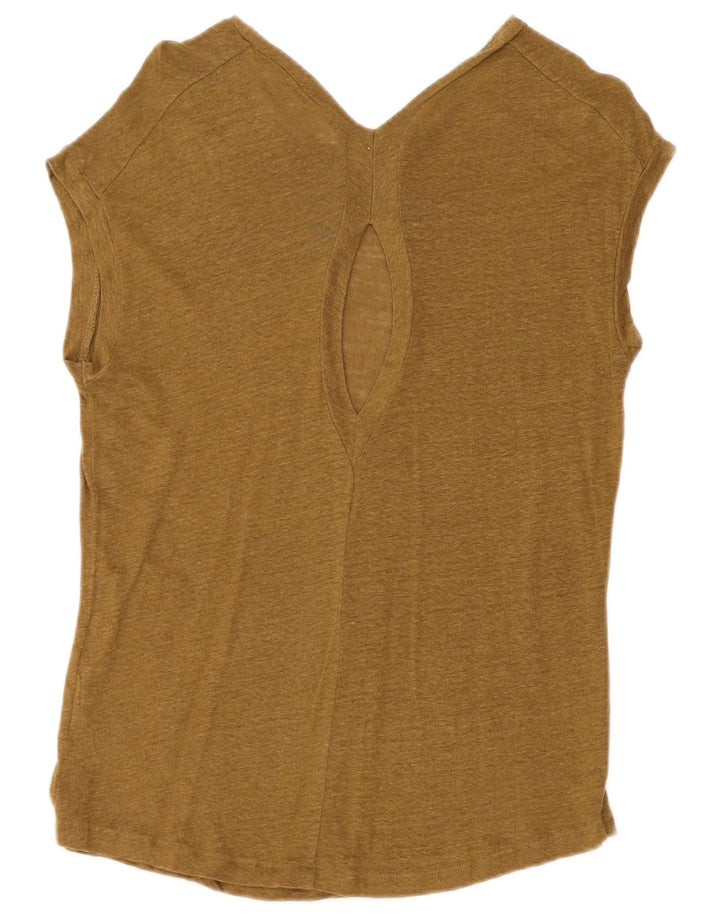 Zara Mujer Blusa Top UK 10 Small Caqui