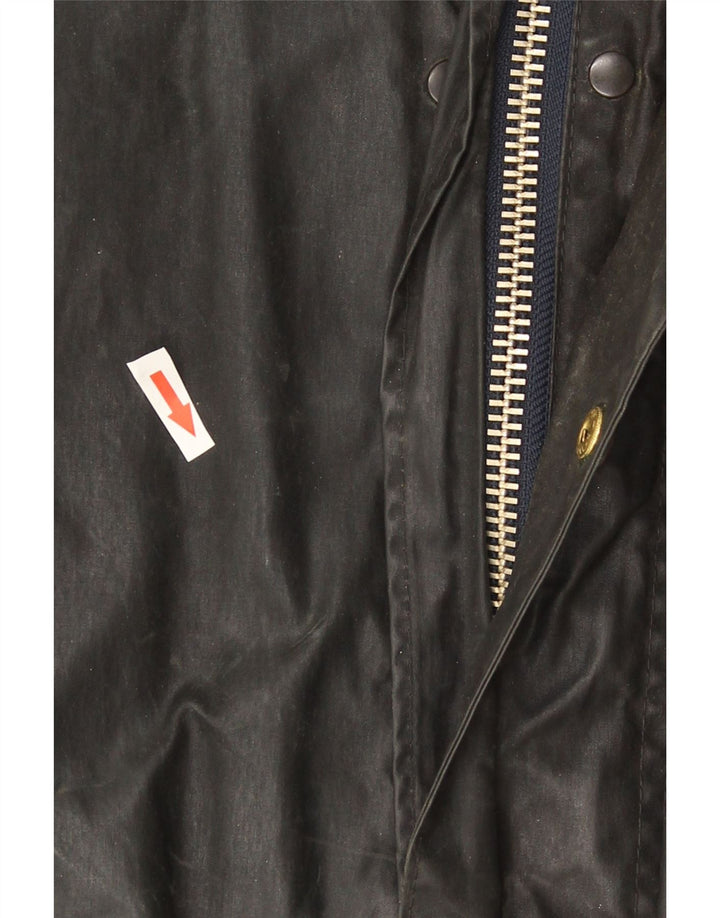 Barbour Abrigo de algodón encerado con borde para hombre Reino Unido 36 Pequeño Negro