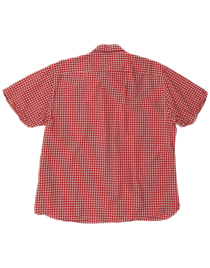 TOMMY HILFIGER Camisa de manga corta con ajuste personalizado para hombre 2XL Algodón a cuadros rojo