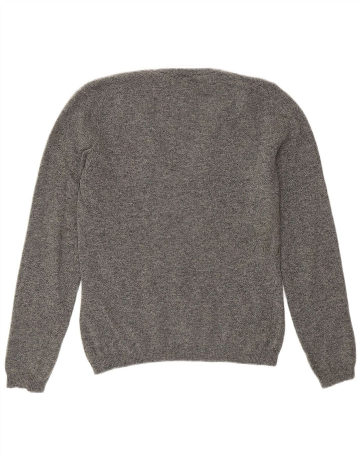Benetton Jersey Con Cuello En V Para Mujer UK 42 Lana Gris Medio