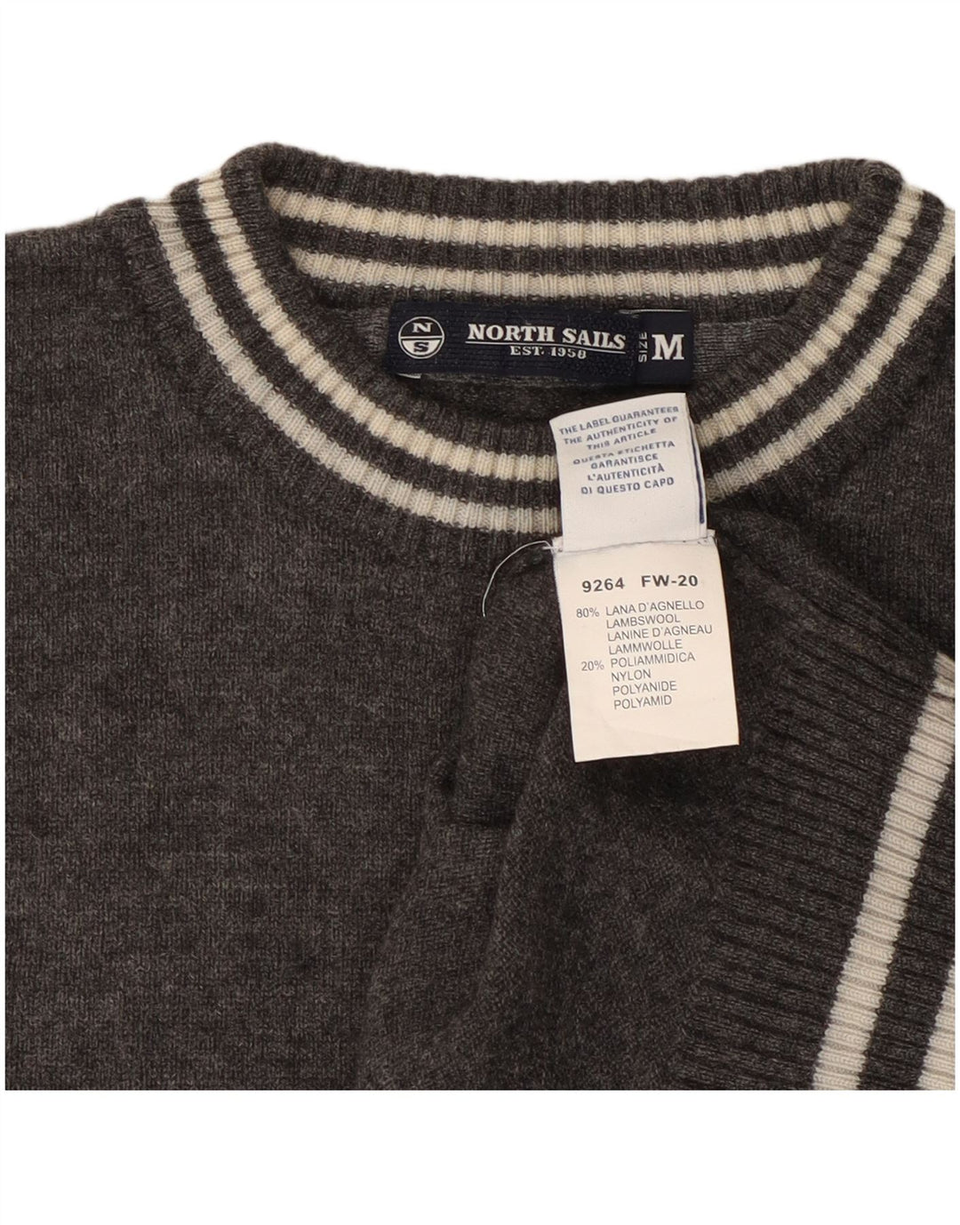 NORTH SAILS Jersey de cuello redondo para mujer UK 44 Lana gris medio