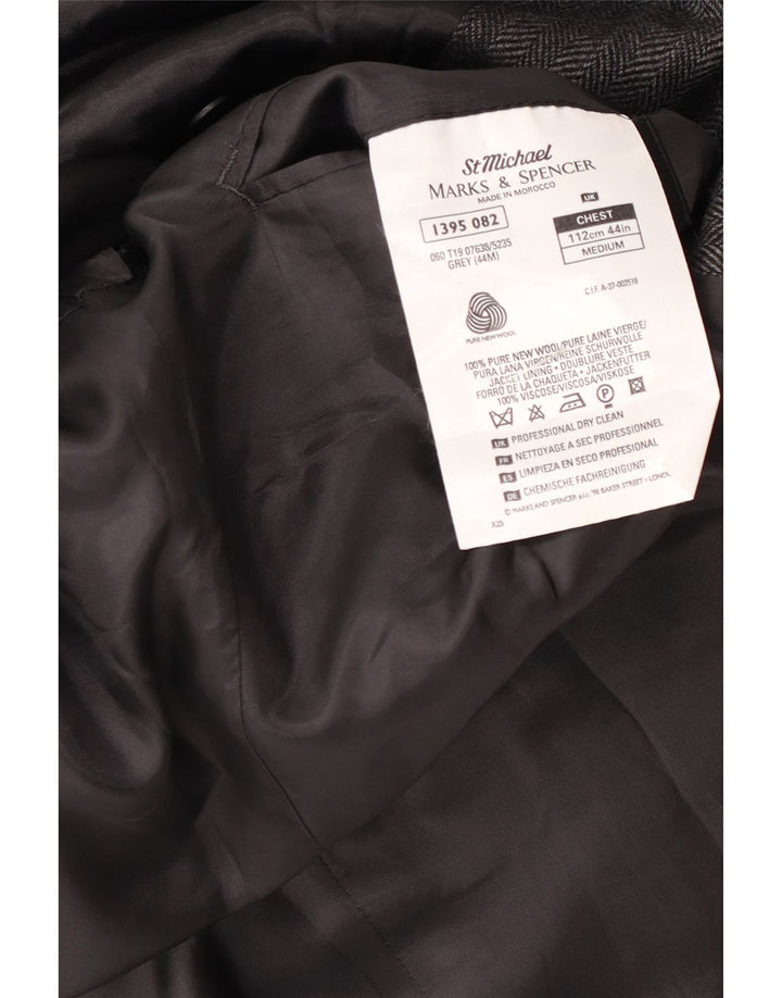 Marks & Spencer Chaqueta tipo blazer de 2 botones para hombre UK 44 XL Lana gris a rayas