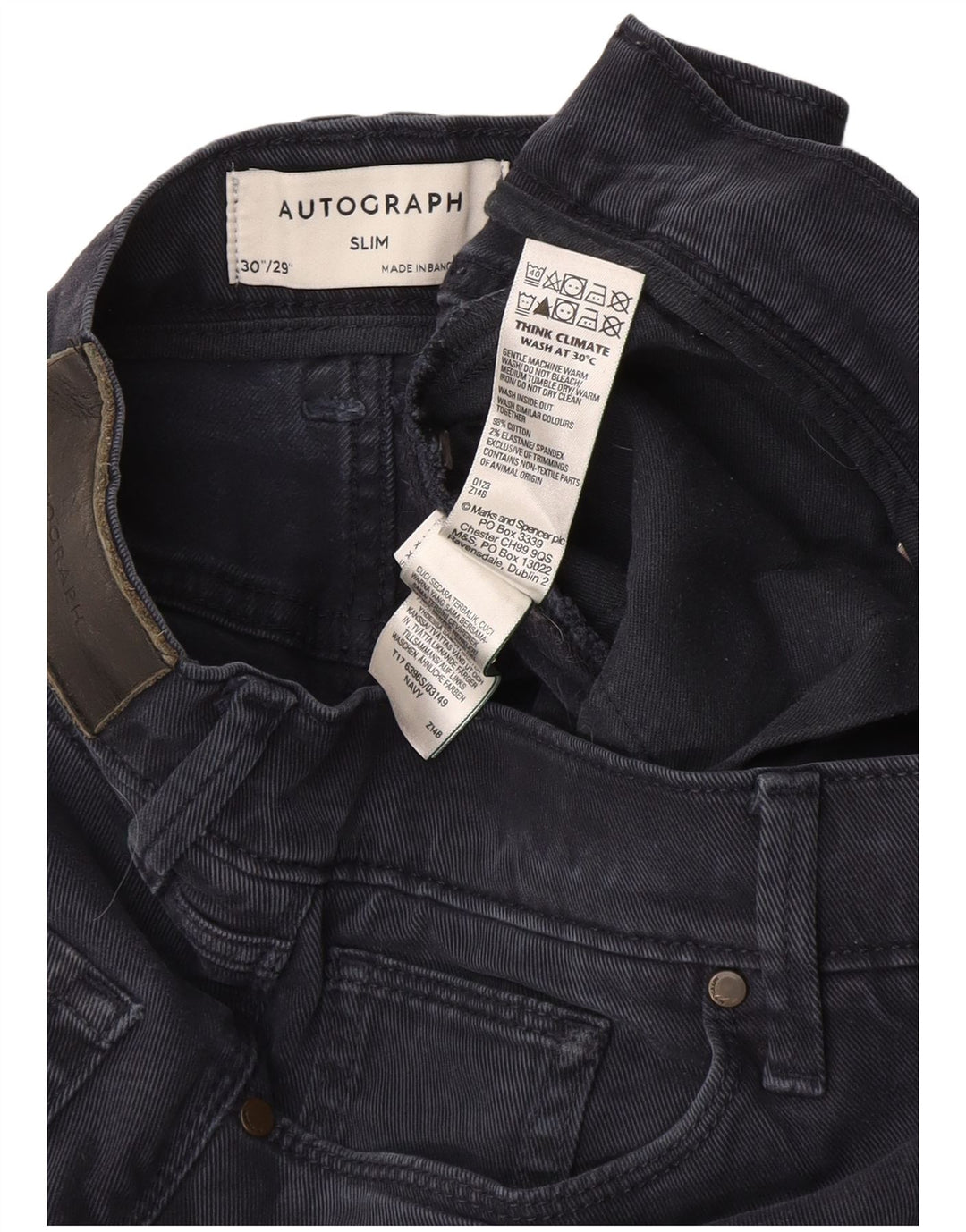 Marks & Spencer Jeans ajustados Autograph para hombre W30 L29 Algodón azul marino