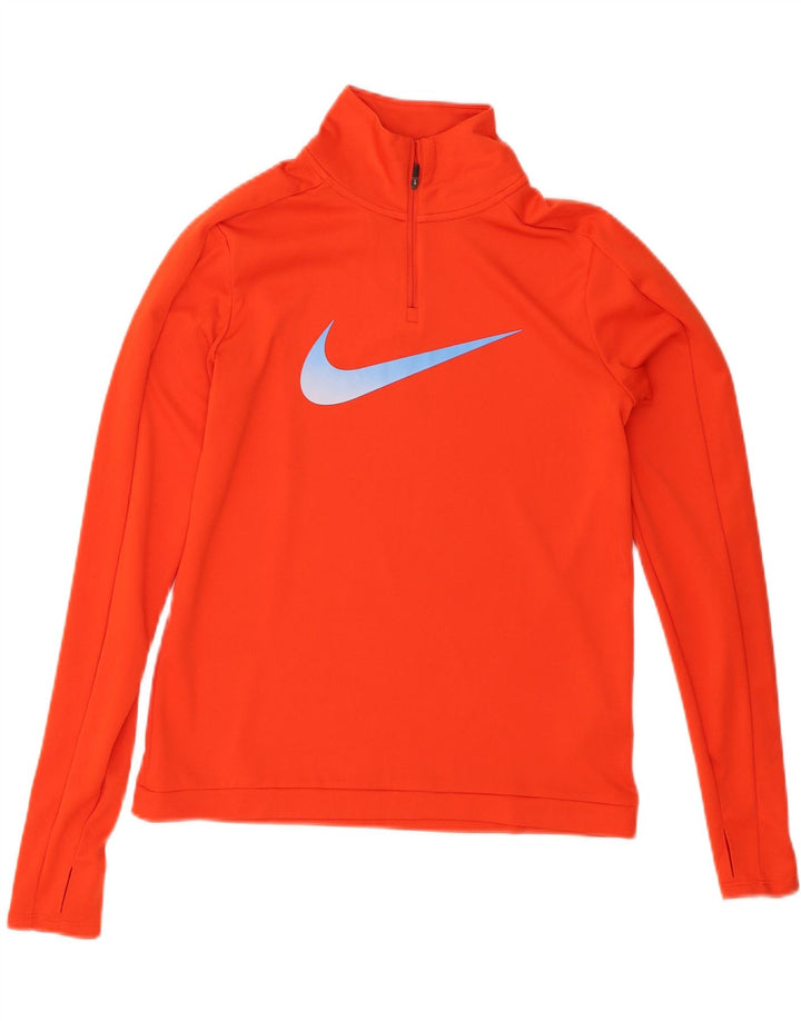 Nike Mujer Gráfico Jersey Chándal Top UK 10 Pequeño Naranja Poliéster